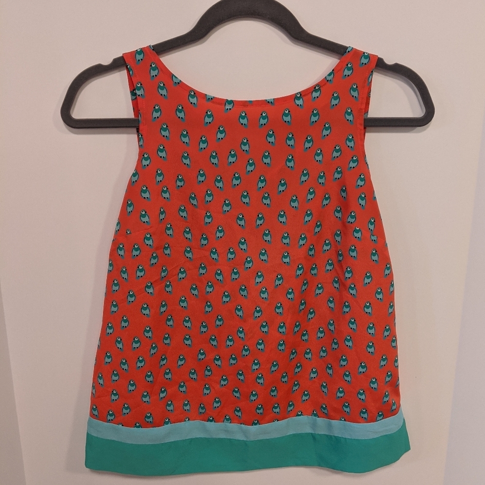 Loft Orange & Teel Parrot Sleeveless